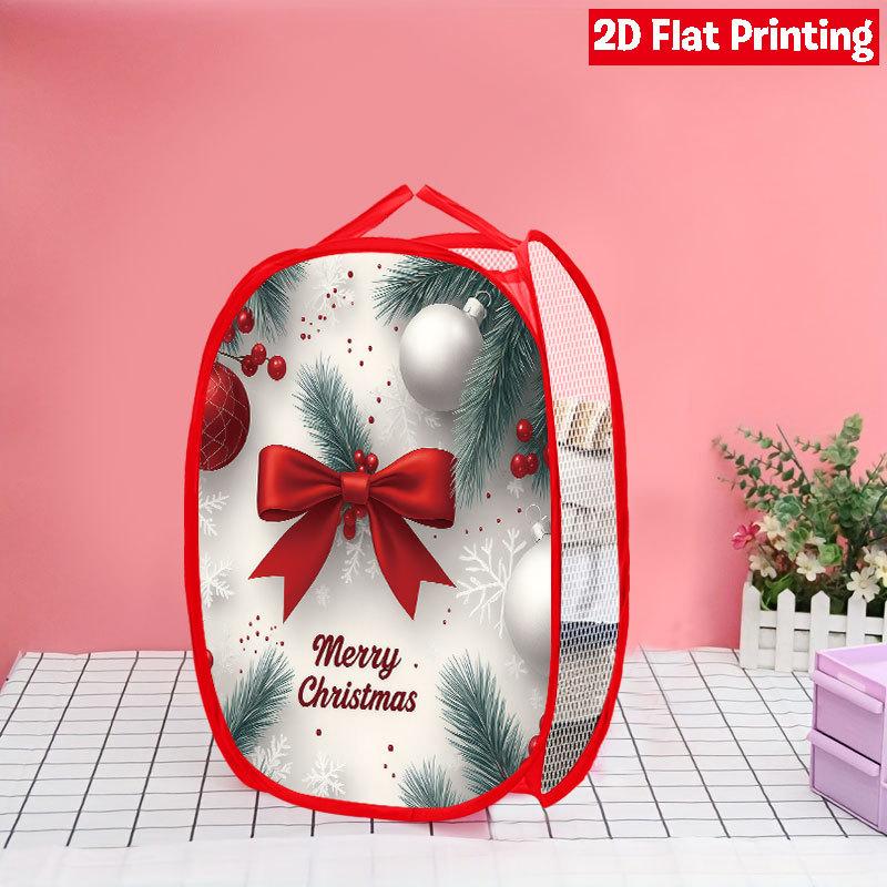1Pcs Christmas Faceless Gnome Pop-Up Laundry Hamper Expandable Mesh Hamper Basket for Room Bedroom Bathroom Organization Contemporary Storage