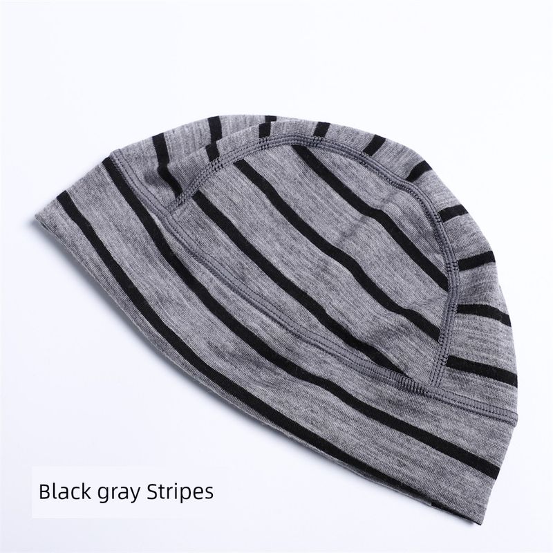 

Мериносовая шерсть Легкая спортивная маленькая шапка Велосипедная подкладка для лыжного шлема Антибактериальная Защита от запаха Влагоотводящая Дышащая Black gray Stripes