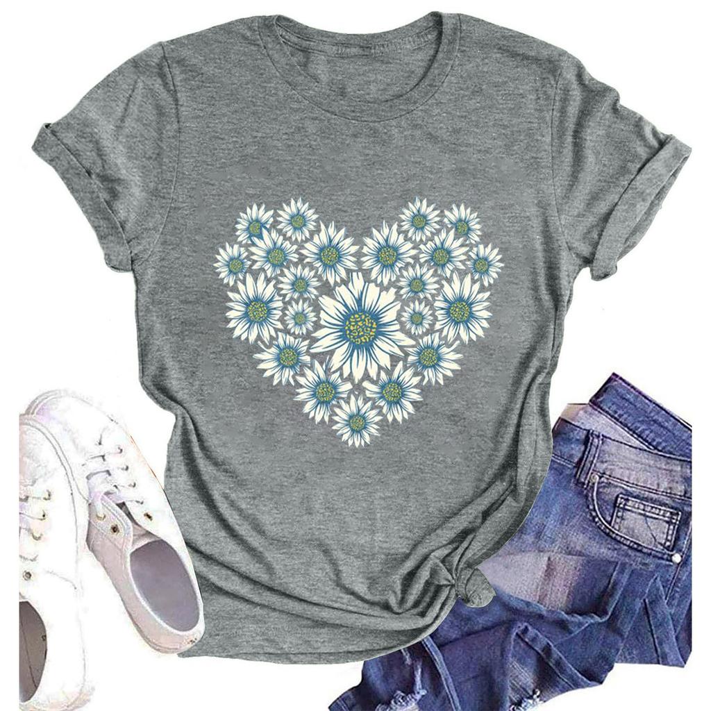 Women's Fashion Casual Summer Comfortable Printed Round Neck Short Sleeve Top Blouse