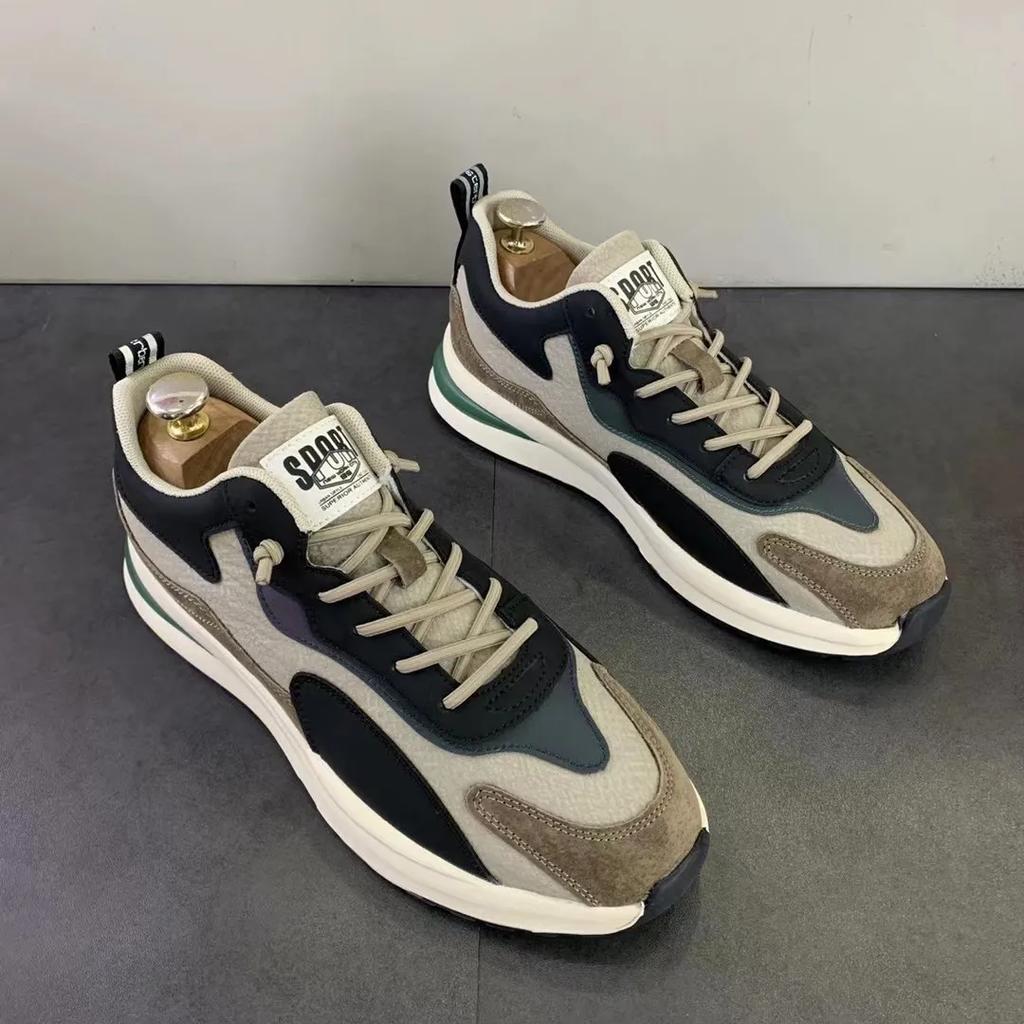 Fashion Men Air-cushion Sports Shoes Comfortable Versatile Leather Casual Shoes Outdoor Non Slip Training Shoe Running Sneakers