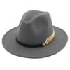 Simple Fashion Formal Occasion Couples Woolen Hats Large Brimmed Jazz Hats Autumn And Winter Fashion British Vintage Top Hats