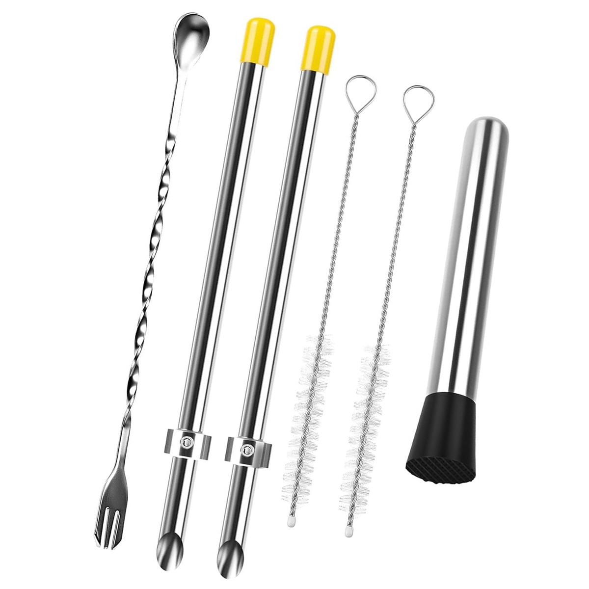 

2025+ 6-Piece Professional Lemonade Stand Kit,Includes 2pcs Straw Punchers,Muddler,Mixing Spoon and 2 Straw Cleaning Brushes China Mainland
