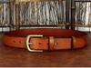 Men's Genuine Leather Belt with Solid Brass Buckle - European Retro Style, Durable Cowhide Waistband