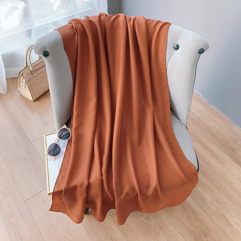 Cotton And Linen Scarf Women'S Literary And Artistic Long Solid Color Shawl Thin Versatile Neck Protection Silk Scarf Air Conditioner Outside The Room