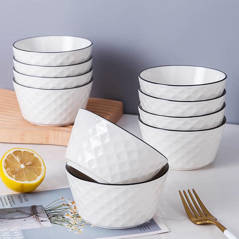 Haoya Jingdezhen Underglaze Ceramic 4.5-Inch Rice Bowls, 10-Pack