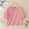 ZANZEA Women Casual V-Neck Summer Short Sleeve Blouse