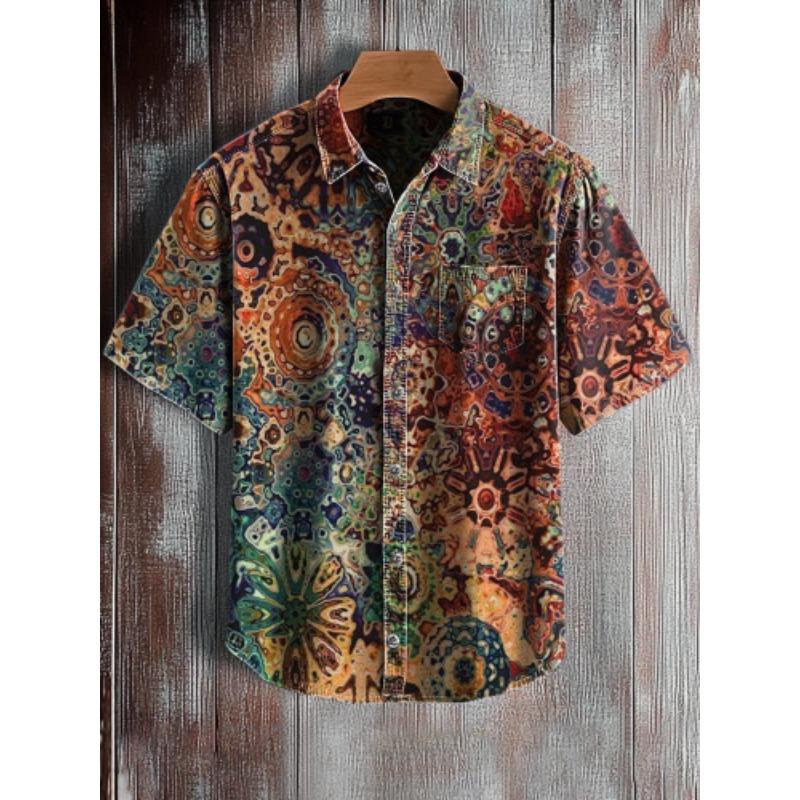 Summer Cuban Shirts Retro Hawaiian Loose Men's Short Sleeved Shirt