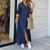 EastRogue Spring and Autumn Fashion Sexy Single-breasted Shirt Long Skirt Loose Lapel Dress