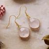 Natural amethyst geometric earrings, ear hooks, earrings, Japanese and Korean designers, real gold-plated popular jewelry.