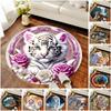 1Pc Tiger Theme Circular Print Rug - Home Decoration Carpet For Living Room Bedroom Flooring Computer Chair Area Rug