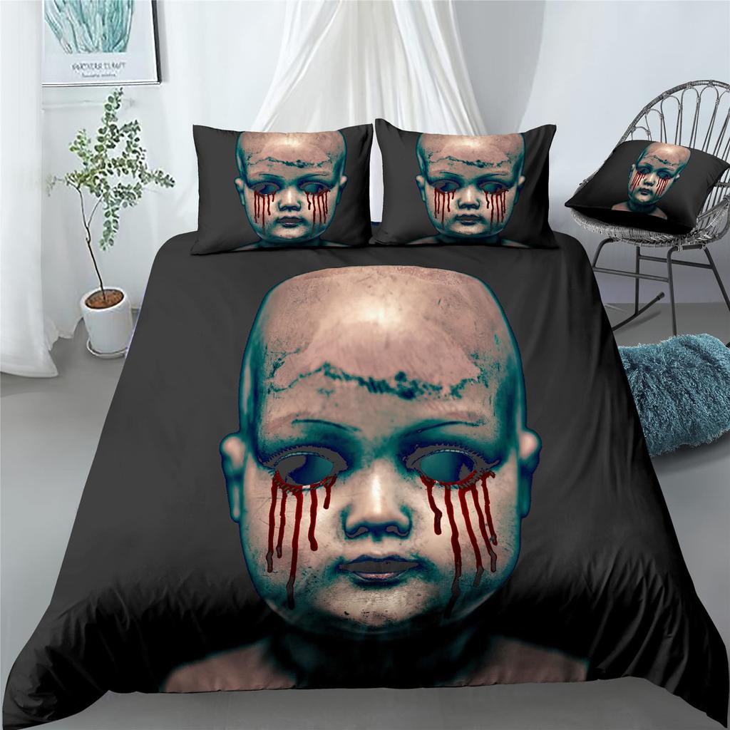 Scary Horror Movie Duvet Cover Set Dark Terror Killer Bloody Bedding Set Horrible Halloween Quilt Cover Single/Double/King Size