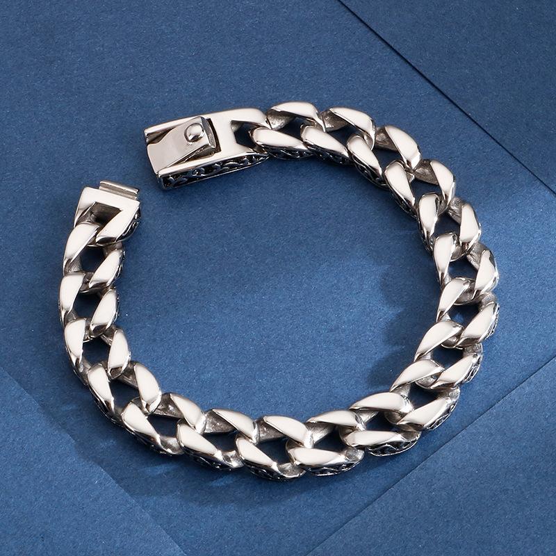 316L Stainless Steel Men's Charm Bracelet Retro Bracelet Man High Quality Cool Male Bikers Jewelry Accessories On Hand Curb Chain