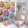 Bathroom Curtain And Rug Set, Colorful Paw Prints Pattern Printed On Bathroom Decor Sets With Shower Curtains And Rugs,