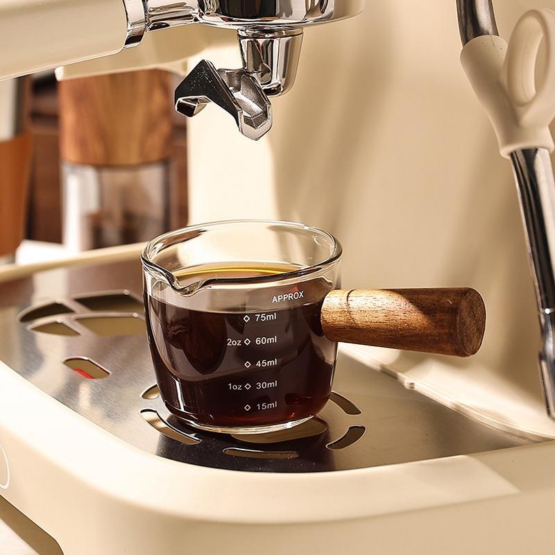 75ml Heat‑Resistant Glass Measuring Jug Double Spout Espresso Milk Pitcher with Handle Graduated Coffee Measure Cup