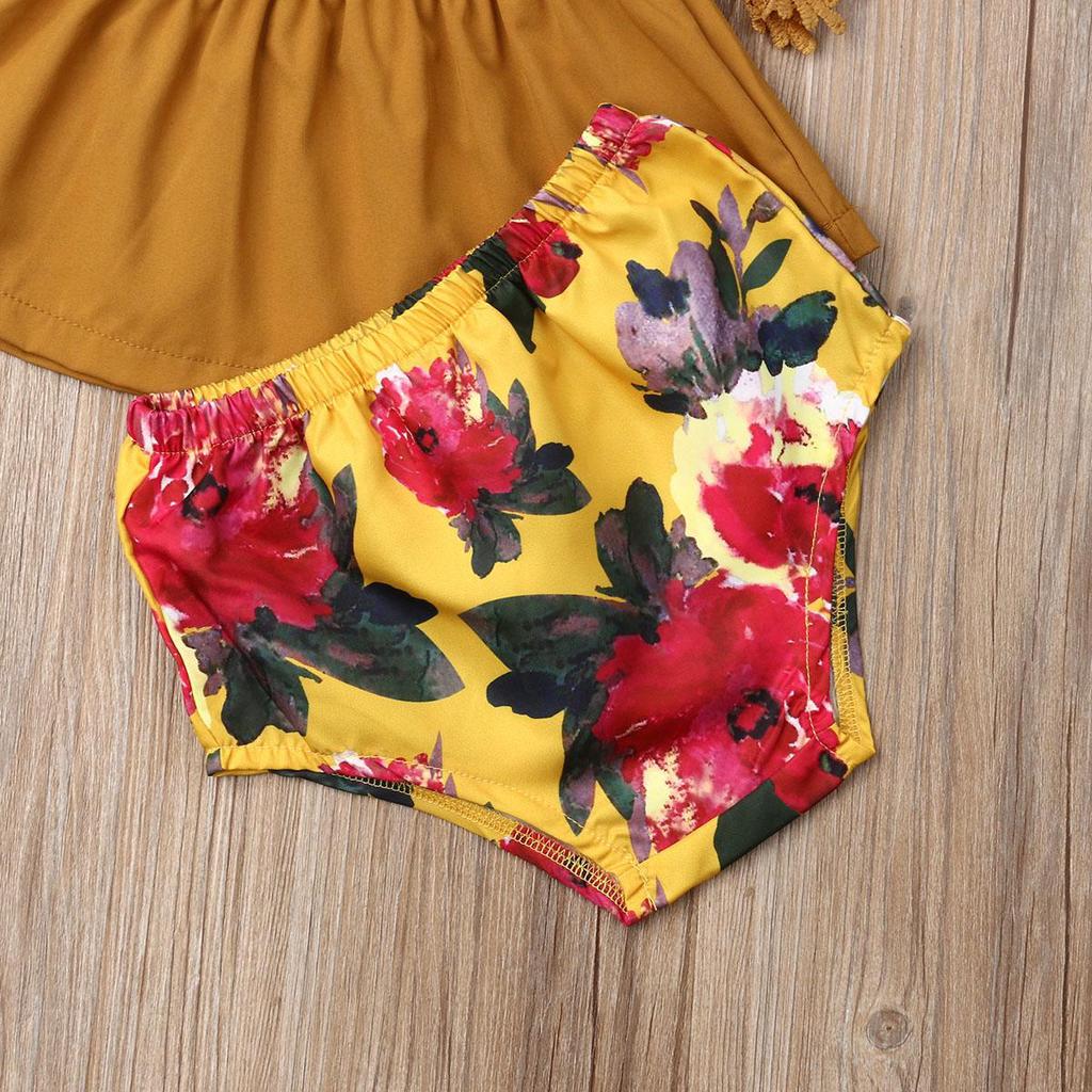 3ks Batole Dětské Dětské Dívčí Oblečení Krajkové Topy Sukně+Květinové kalhoty Letní outfity