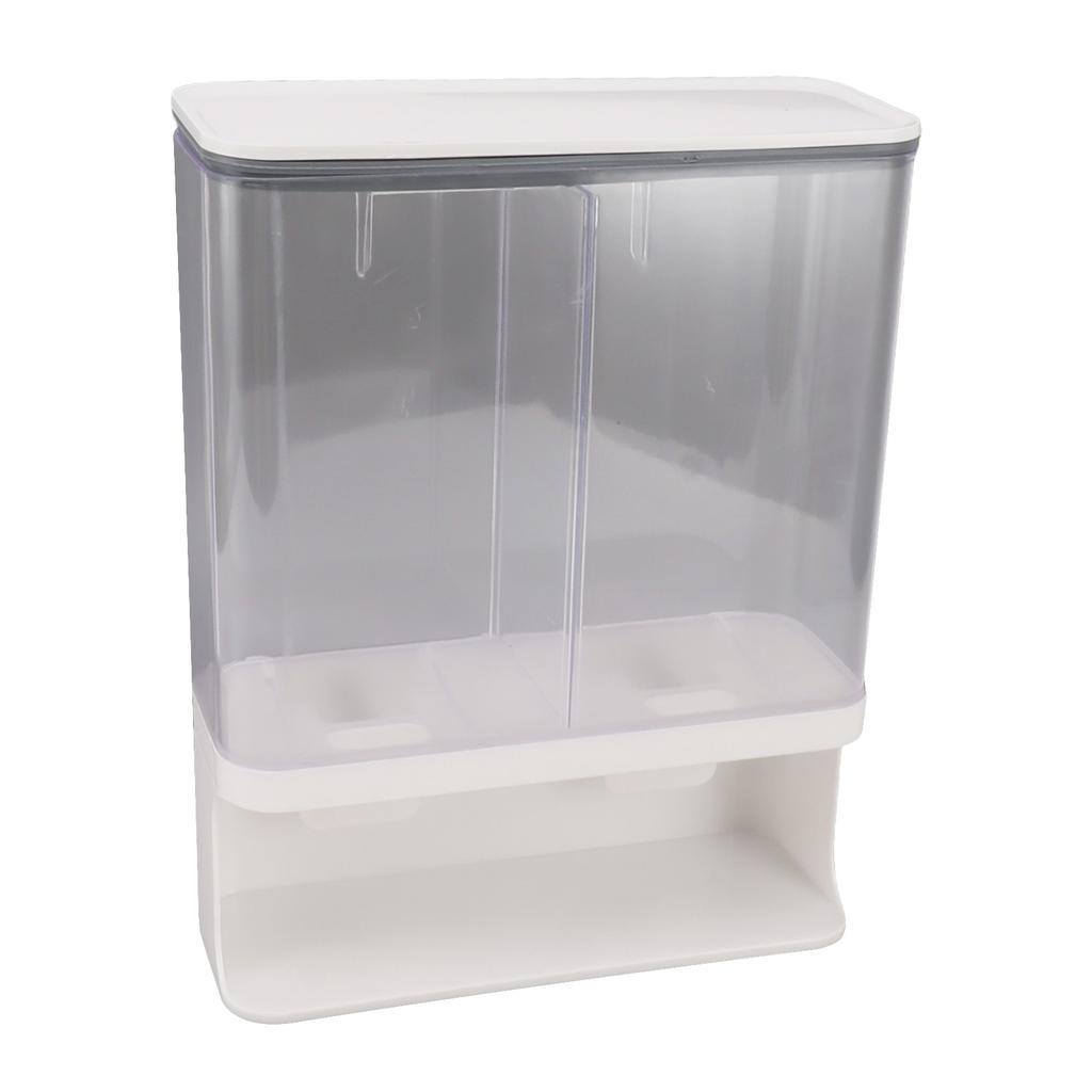 Rice Container 3L Wall Mounted Press Type Transparent Airtight Sealed Kitchen Grain Dispenser Storage Bucket