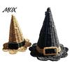 Indoor Outdoor Halloween Ornament Handwoven Witch Hat, Gothic Wizard Costume Headpiece for Durable Woven Witchcraft Decor Party, Spooky Tabletop