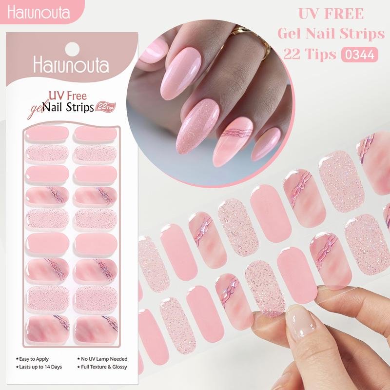 22 stroken UV-vrije nagelgelstrips Gel Lente Seizoen Polish Nagelsicker Harsvrije Kleefstrips voor Nagels Langdurige Wrap