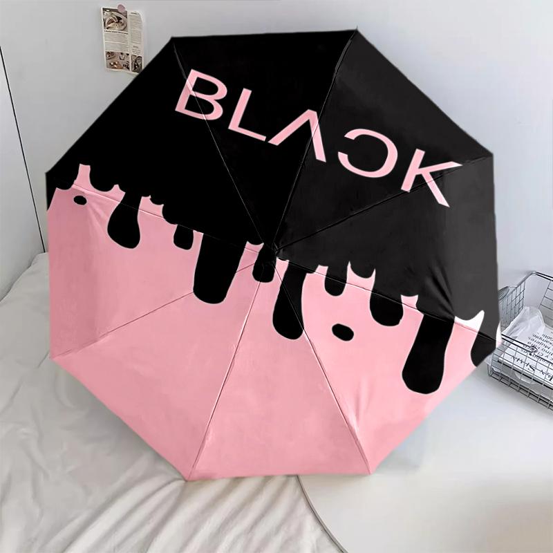 

1 PC Automatic Folding Umbrella - Blackpink Pattern, Portable & Foldable Design with 8 Ribs, Christmas Birthday Gifts