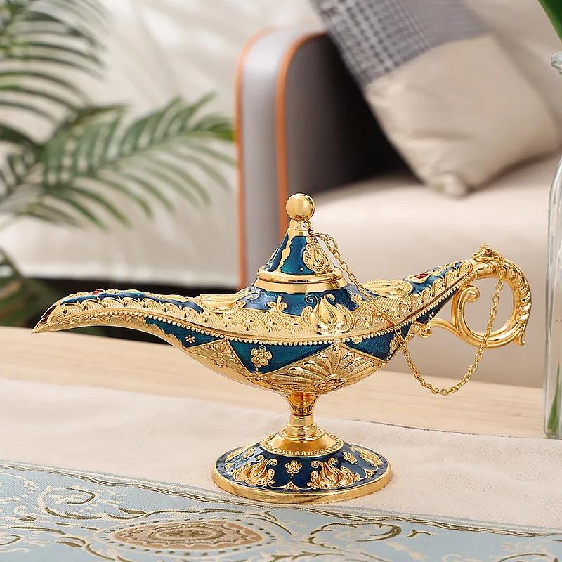 

Металлическая лампа Alara God в европейском стиле для дома, в стиле ретро, юго-восточное азиатское ремесло, орнамент, креативная лампа для изучения, домашний декор S синий