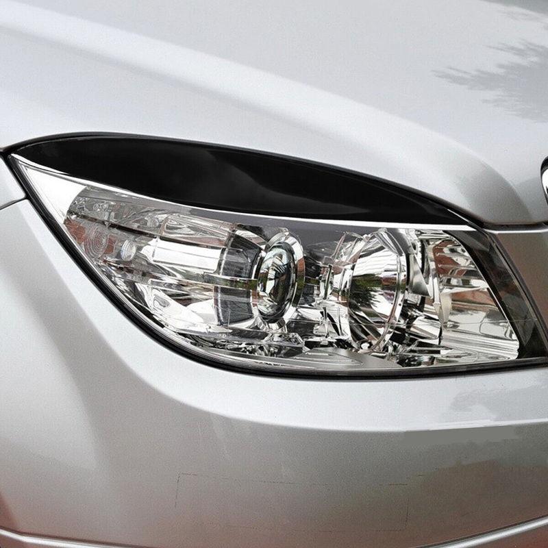 For Mercedes‑Benz W204 2008-2011 Gloss Black Carbon Car Front Headlight Eyebrow Eyelid Trim Sticker Cover ABS Decorative Frame