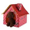 Red House Shaped Pet Nest Available All Seasons Cat and Dog Nest Villas Removable and Washable Red Brick Pet Nest