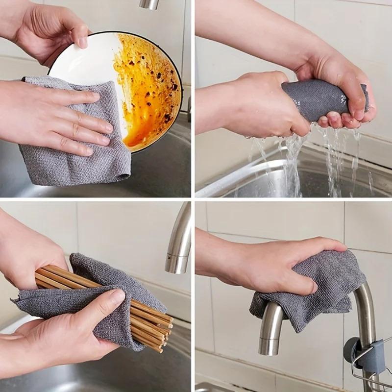1 Roll(20pcs) 25x25CM Disposable Dish Rag, Microfiber Towel Roll, Hand Tear Cleaning Towel, Reusable Washable Microfiber Towel