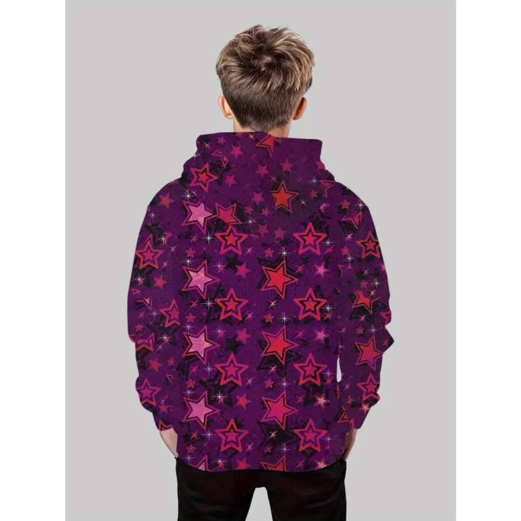 New 3D printed hooded sweatshirt, fashionable long sleeved hooded sweatshirt, comfortable pullover for boys and girls, children's hoodie