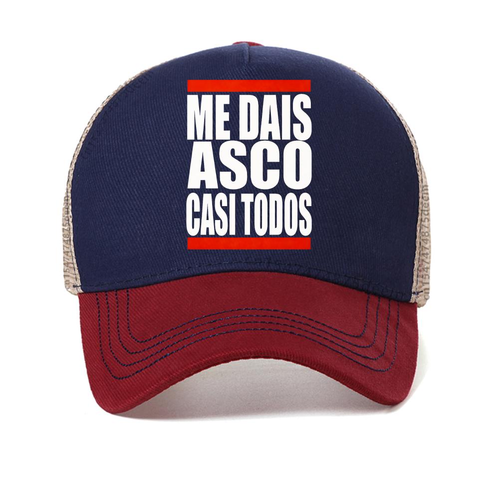 

Me Dais Asco Gasi Todos Print Pattern baseball cap Men Women Summer Neutral Casual mesh sun hat outdoor adjustable Trucker Hats Adjustable красный