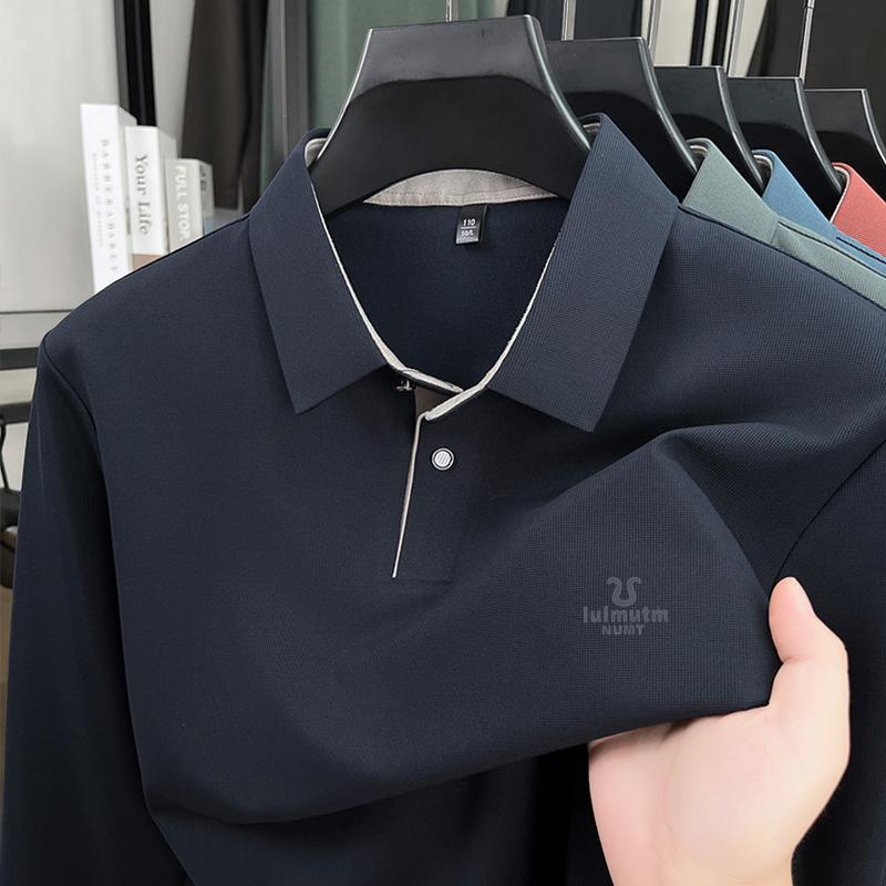 Men's Polo Shirt Lapel Long Sleeve T-Shirt Autumn Arrival Exquisite Letter Print Business Fashion Men'swear