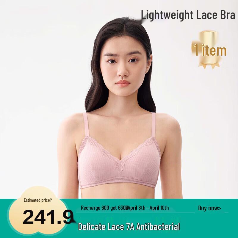 Purcotton Women s 7A Antibacterial Wireless Lace Bra 75B