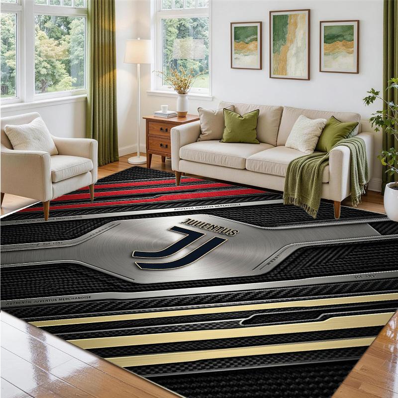 Juventus FC Design Crystal Velvet Rug Soft Decorative Mat for Bedroom Entrance