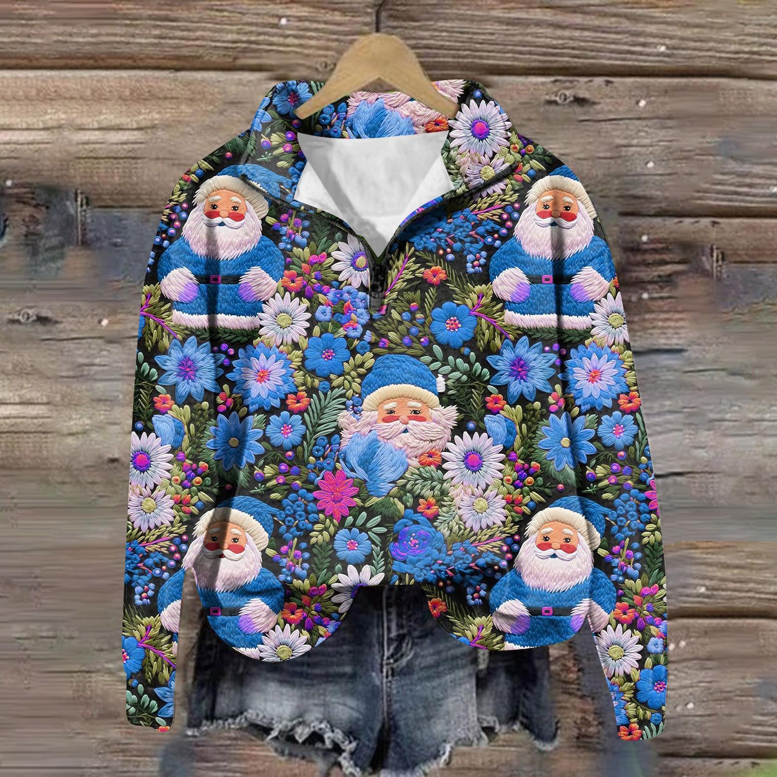 

Рождественские толстовки для женщин, милый рождественский свитшот с 3D графическим принтом, большой пуловер на молнии с длинными рукавами и круглым вырезом, топы XXXL синий