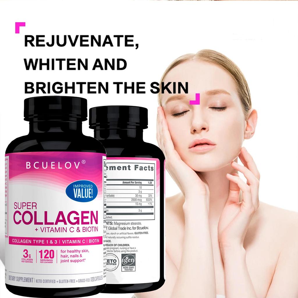 Collagen Tablets Containing Vitamin C and Biotin Support Healthy Skin  Hair and Nails