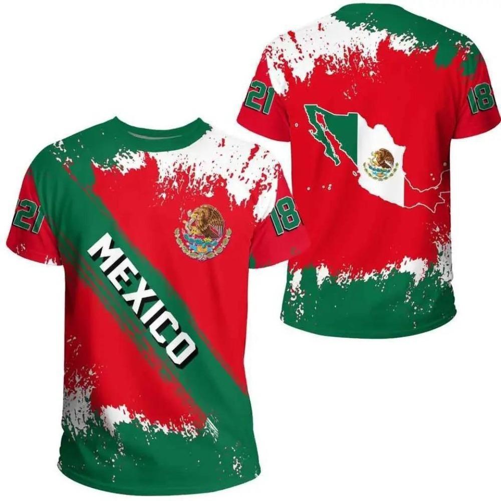 In Vendita Calda Nuovo Arrivo T-Shirt da Uomo con Stampa Digitale 3D Manica Corta Serie Messico Top