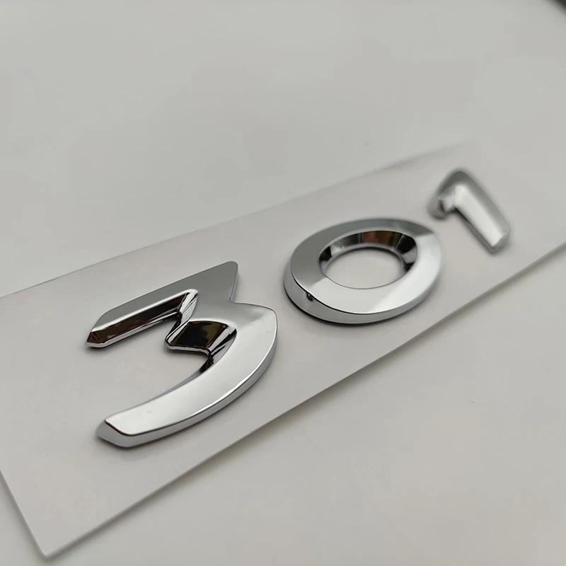 3d ABS Chrome Logo 301 Emblem Letters Adhesive Nameplate Car Trunk Badge Decal For 301 Sticker Accessories