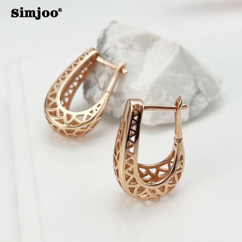 SIMJOO European Simple Fashion Hollow-out Engraved Earrings Cross-border Party Earrings