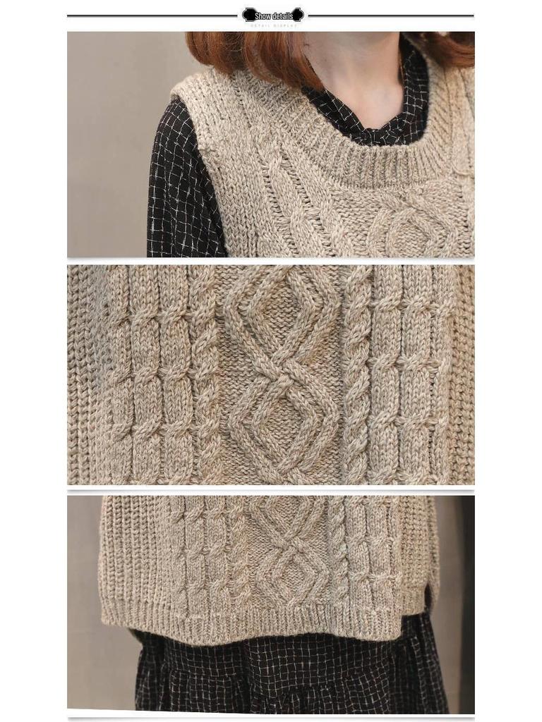 Fashionable Women's Knit Sweater Vest and Skirt Set, Loose Plus Size, Autumn/Winter, Slimming Design