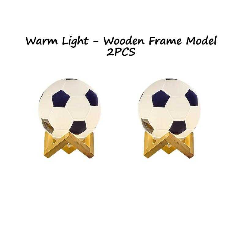 LED-fotbollsnattlampa massivt trä glas litet bordsljus Fjärrkontroll Dimning vid sängkanten sovrum Studiedekoration nattlampa