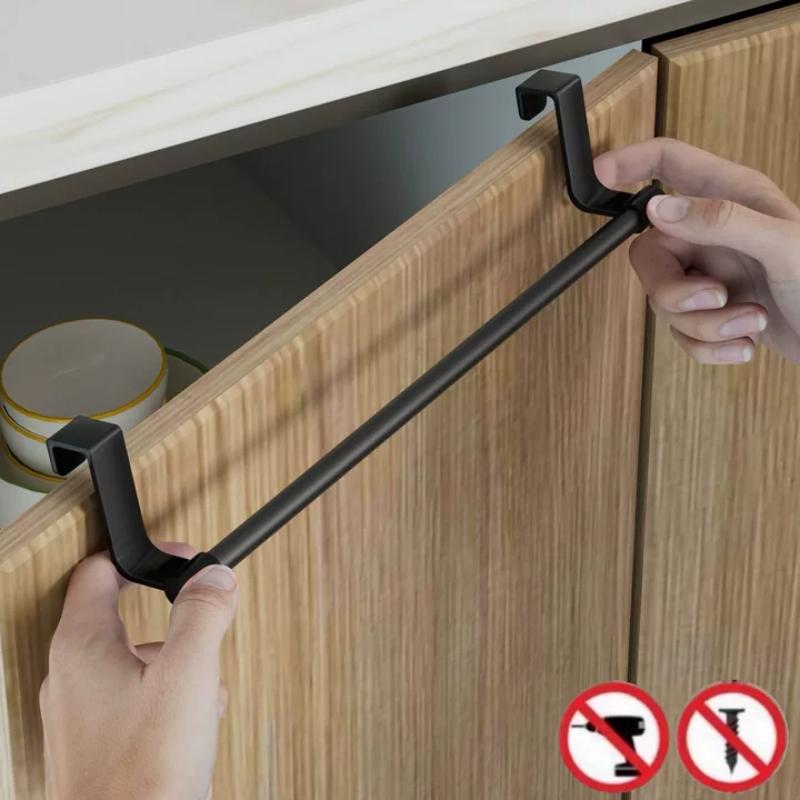 Stainless Steel Over Door Towel Rack Multipurpose Hanger for Kitchen Cabinet Bathroom Storage Organizer No Drill Mounting Holder