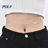 Duurzame Oefen Tailleketting Kruis Metalen Ketting, Eenvoudige Stijl Verstelbaar Lichtgewicht Gouden Lichaamssieraad, voor Vrouwen Strand Bikini's En Nachtclub Outfits