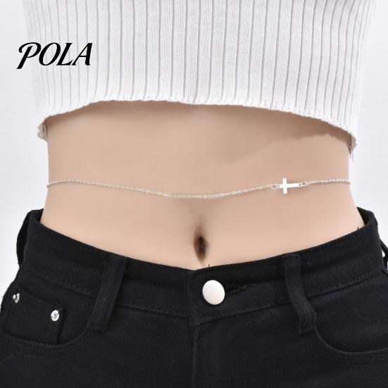 Duurzame Oefen Tailleketting Kruis Metalen Ketting, Eenvoudige Stijl Verstelbaar Lichtgewicht Gouden Lichaamssieraad, voor Vrouwen Strand Bikini's En Nachtclub Outfits