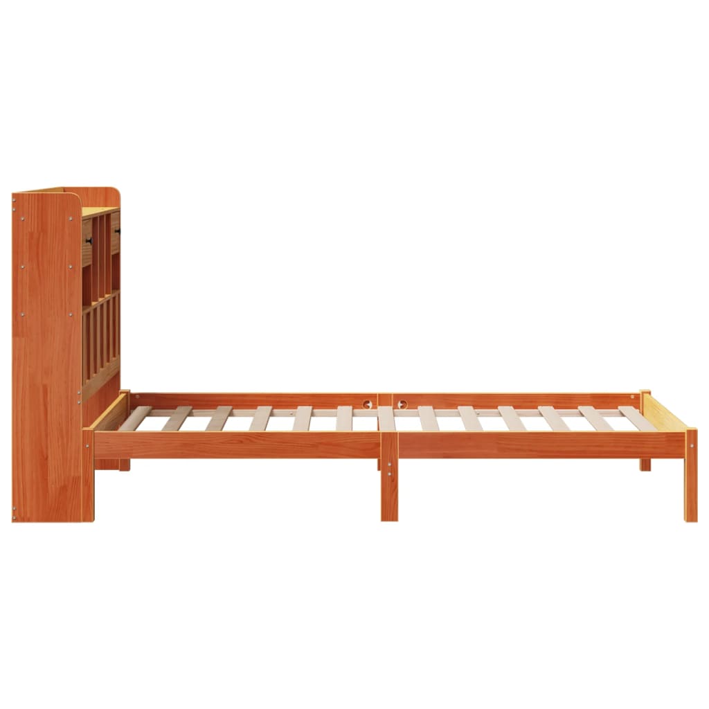 Solid Wood Bed with Shelf Without Mattress Wax Brown 100 x 200 cm