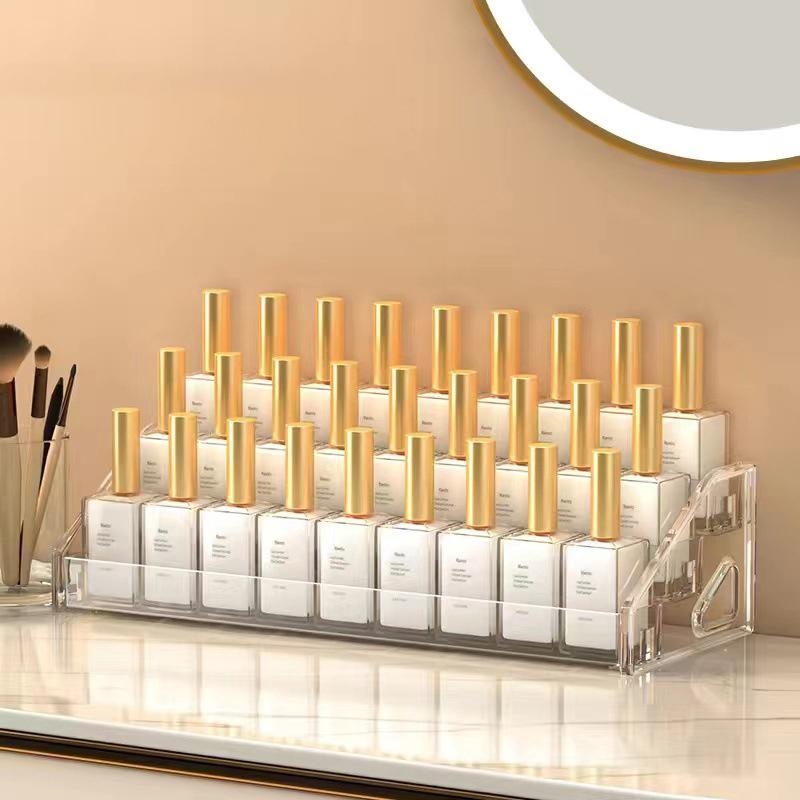 

Коробка для зберігання нейл-арту Багатошарова прозора полиця-дисплей для лаків для нігтів Побутова щоденна полиця для помад, косметики, лаків для нігтів, клею