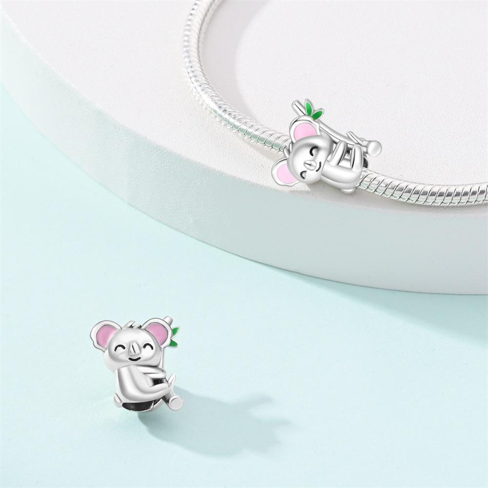 Genuine Copper Charm Luxurious Pink-Eared Koala Bead Fits Bracelets Do-It-Yourself Women Crafting Delicate Gifts Jewellery