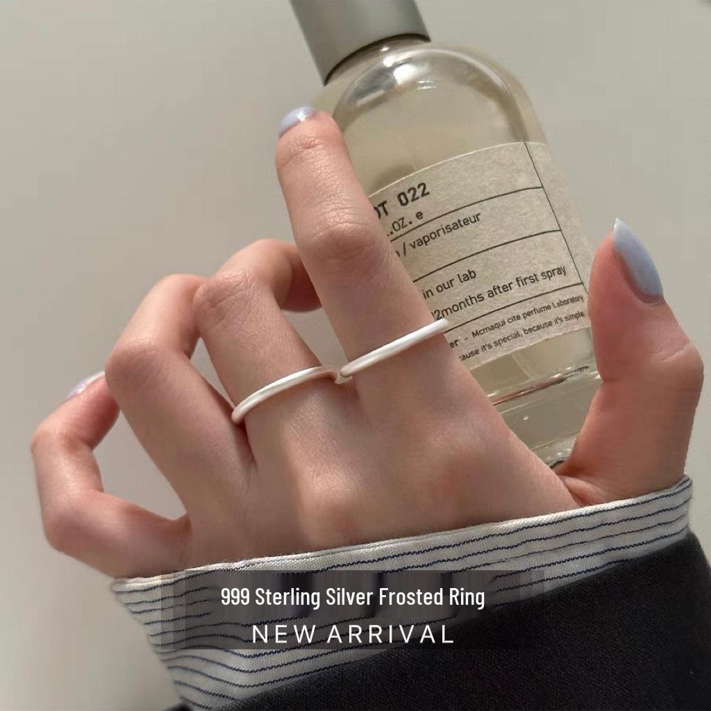 Sterling Silver Matte Frosted Ring: Unisex Plain Band, Korean Style Pinky or Fashion Accessory, Perfect Birthday Gift