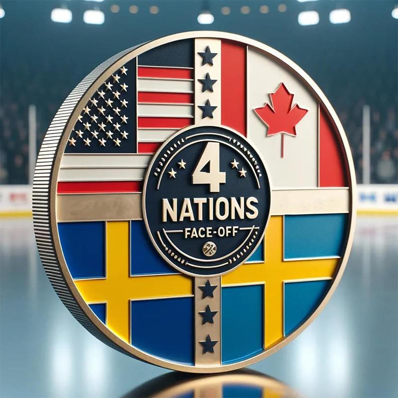 Hockey Four Nations Commemorative Coin Symbol Of Hockey Glory Encouragement Challenge Coins Hockey Game Fans Pocket Token Gift