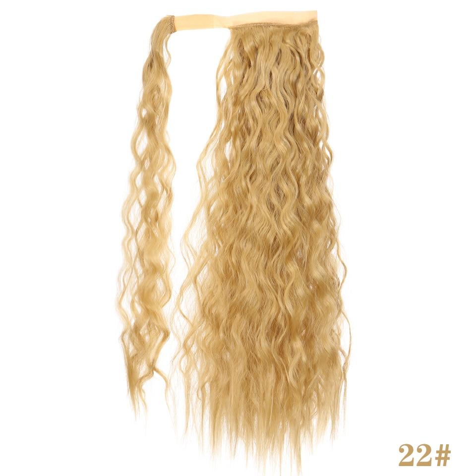 LUPU Synthetic Long Corn Perm Ponytail Hair Extension Clip In Hairpiece For Women Wrap Around Magic Paste Ponytail Extensions