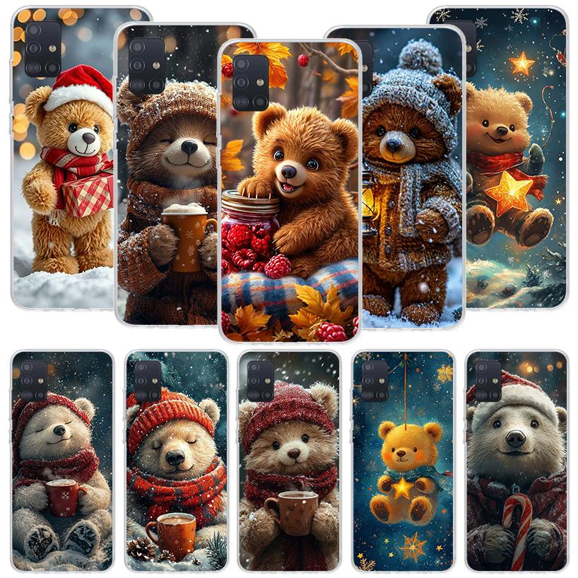 Animal Brown Cute Bear Phone Case For Samsung Galaxy A52 A32 A22 A12 A02S A50S A30S A51 A31 AA71 Note 20 Ultra 10 S10 Plus Galax