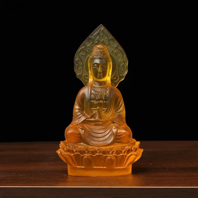 1 STK Harz sitzender Lotus Guanyin Bodhisattva Buddha Statue Wohnzimmer, buddhistische Halle Opfer Feng Shui Ornamente